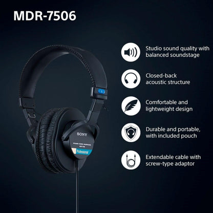 Sony MDR7506 Professional Large Diaphragm Headphone With Case